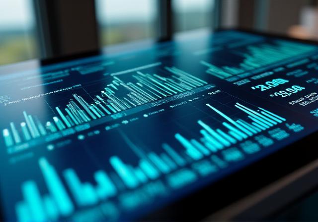 Financial data graphs on a digital tablet
